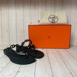 Hermes Island Rubber Sandal Black Sz 36 / 6